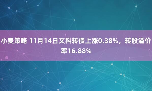小麦策略 11月14日文科转债上涨0.38%，转股溢价率16.88%
