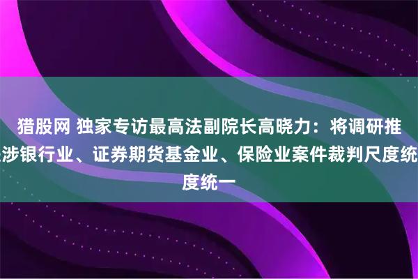 猎股网 独家专访最高法副院长高晓力：将调研推进涉银行业、证券期货基金业、保险业案件裁判尺度统一